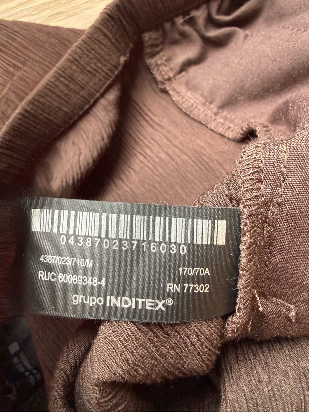 Zara Brown Crinkle Textured Drawstring Pants | Size Medium - Picture 7 of 7
